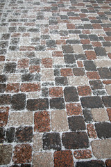 Old cobblestone pavement closeup
