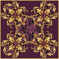 Square composition with golden scrolls. Luxury background