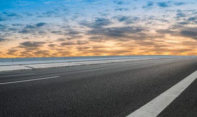 Road surface and sky cloud landscape..