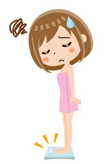 体重計に乗る女性