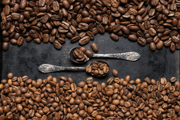 Roasted coffee beans background