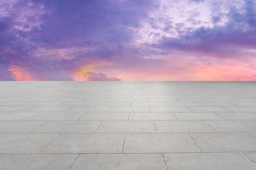 Empty square tiles and beautiful sky scenery