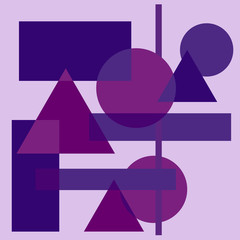 Composition of geometric shapes in purple tones