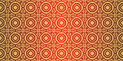 Geometric Pattern, Lace Geometric Ornament. Ethnic Ornament. Vector Illustration. For Greeting Cards, Invitations, Cover Book, Fabric, Scrapbooks. Sunrise red color
