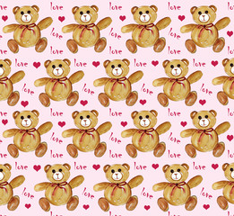 Valentine Teddy Bear Pattern Romantic Background