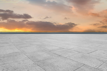 Empty square tiles and beautiful sky scenery