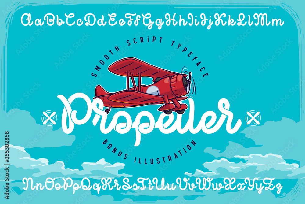 Fototapete set of smooth script font named 