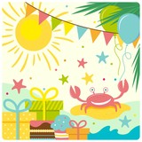 Simple vector illustration with season holidays theme. Hot summer drawing.