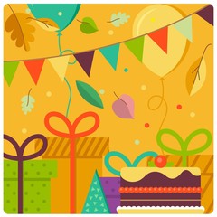 Simple vector illustration with season holidays theme. Autumn drawing.