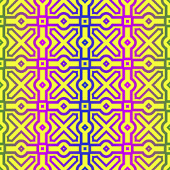 Unique, Abstract Geometric Pattern. Seamless Vector Illustration. For Fantastic Design, Wallpaper, Background, Fantastic Print. Yellow purple color