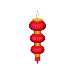 Red chinese lantern on white background. China set.