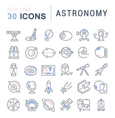 Set Vector Line Icons of Astronomy.