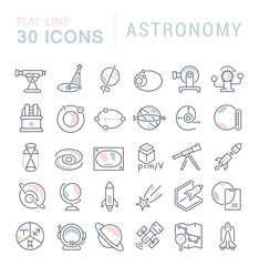 Set Vector Line Icons of Astronomy.