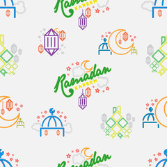Obraz na płótnie Canvas Ramadan seamless flat vector background