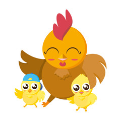 beautiful hen with littl chicks easter characters