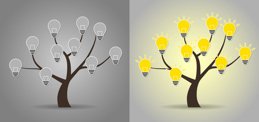 Tree and bulb illustration set
