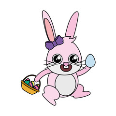 beautiful rabbit with egg painted easter character