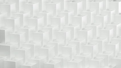 White abstract cubes background. Repeating pattern. 3D illustration