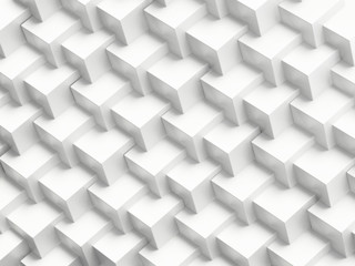 White abstract cubes background. Repeating pattern. 3D illustration