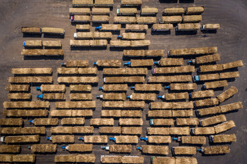 sugarcane truck waiting to loading in sugar factory industry sugar import and export in Thailand