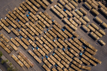 sugarcane truck waiting to loading in sugar factory industry sugar import and export in Thailand