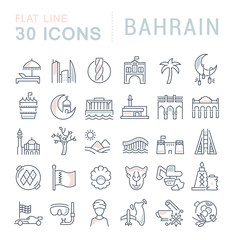 Fototapeta premium Set Vector Line Icons of Bahrain.