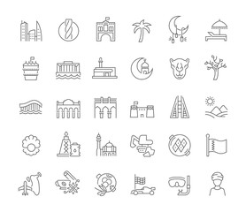 Set Vector Line Icons of Bahrain.