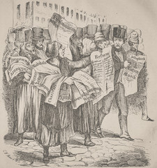 The newspaper market: The inconvenience of buying a journal that publishes all news 12 hours earlier than the others - Illustration from 1848 - 255306618