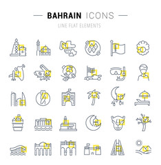 Set Vector Line Icons of Bahrain.