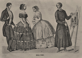 Dress fashion - Illustration from 1848 - 255306858