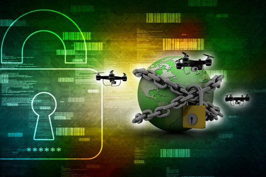3d rendering Drone or helicam with globe lock