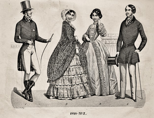 Dress fashion - Illustration from 1848 - 255307039