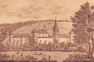 The Monastery Dragomirna in the Bukovina - Illustration from 1848 - 255307069