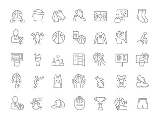 Set Vector Line Icons of Basketball.