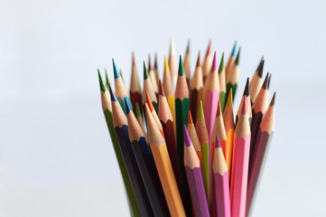 color pencils on white background