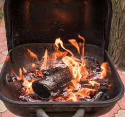 cooking grilled shish kebab on metal skewer fresh meat. cooked at barbecue bbq roasted beef meat