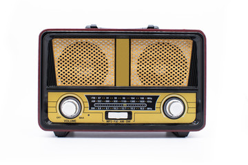 Modern retro radio isolated on white background