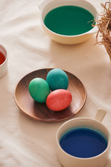 Eggs preparing paint for easter day.