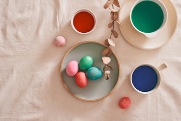 Eggs preparing paint for easter day.