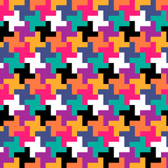 Abstract Modern Textured Houndstooth Checked Motif. Seamless Pattern