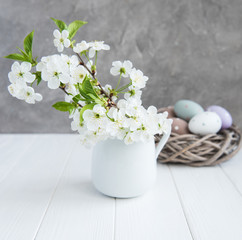 Spring blossom and easter eggs