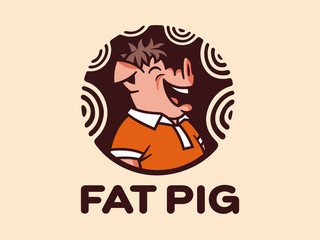 Vector logo of the pig. Cheerful illustration of a boar.