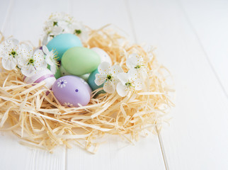 Nest with easter eggs