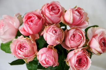 ファンシードレスという名前のピンク色のバラの花束