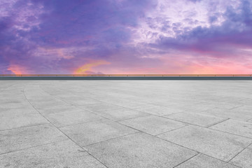 Empty square tiles and beautiful sky scenery