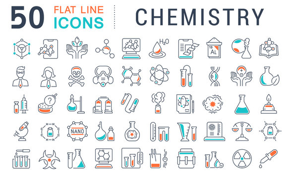 Set Vector Line Icons of Chemistry.