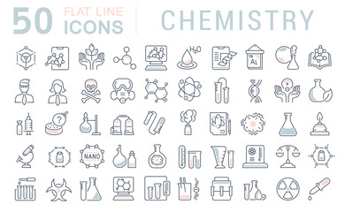 Obraz na płótnie Canvas Set Vector Line Icons of Chemistry.