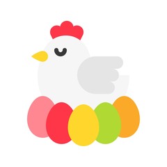 Hen with egg vector, Isolated Easter flat style icon