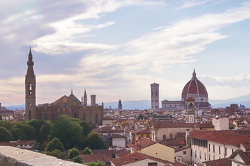 Fototapeta na wymiar View of Florence from Zecca tower, Tuscany, Italy
