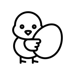 Chick vector, Easter line icon editable stroke